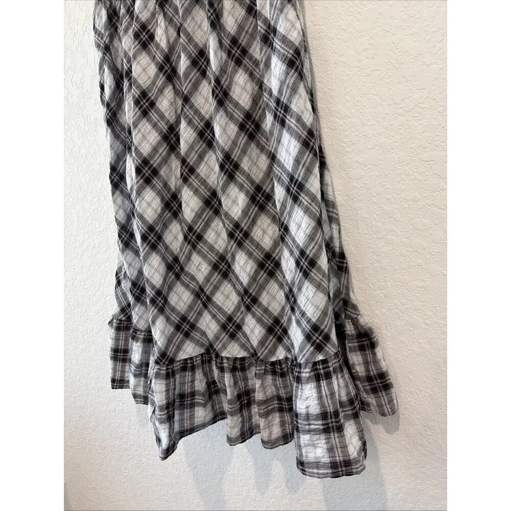 Sincerely Jules NWT Asymmetrical Hem Ruffle Plaid Witchy Goth Skirt Large